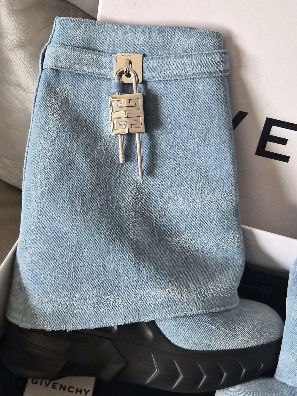 Givenchy Light Blue Suede Mid-Calf Boots